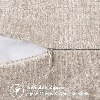 MIULEE Pack of 2 Couch Throw Pillow Covers 18x18 Inch Taupe Farmhouse Decorative Pillow Covers with Stitched Edge Tan Soft Chenille Solid Dyed Pillow Covers for Sofa Bed Living Room