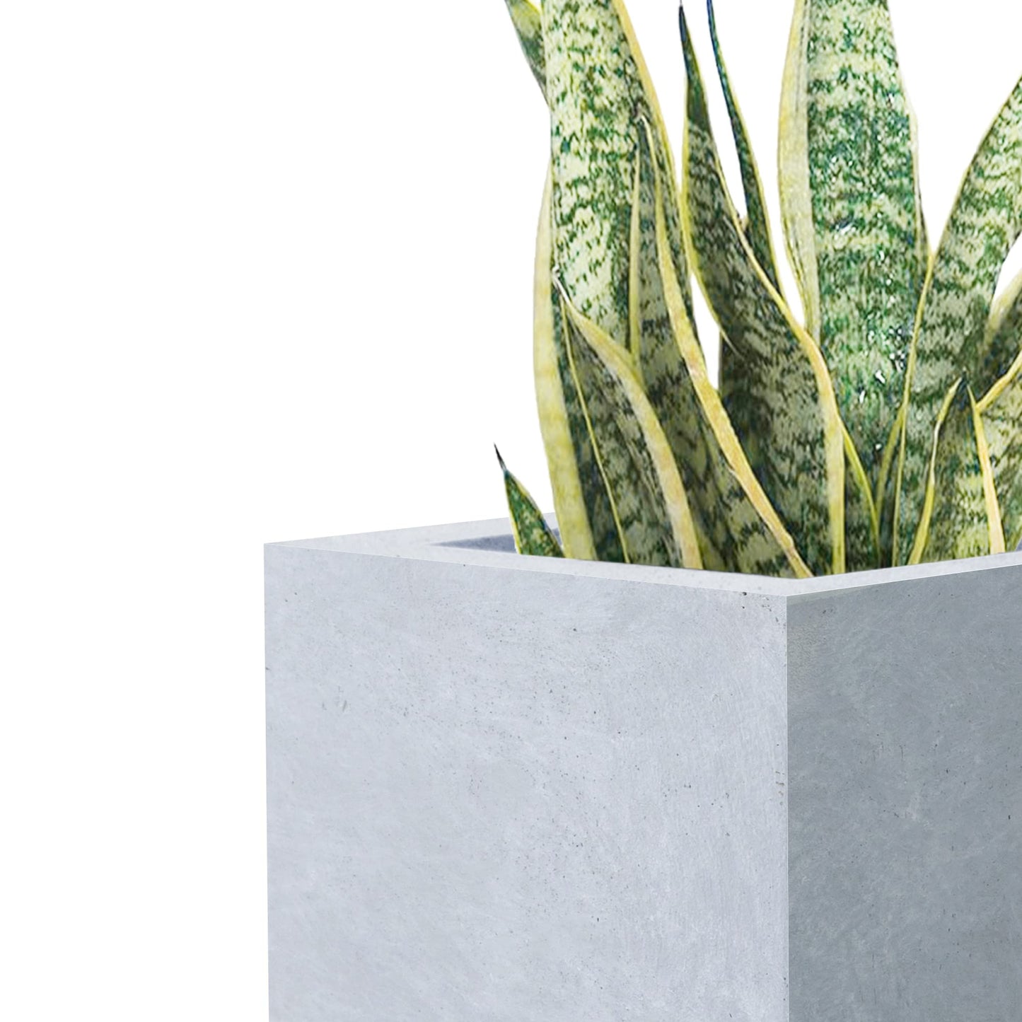 Kante 18.5",15.7",12.6" H Tall Rectangular Concrete Planters Set of 3, Outdoor Indoor Lightweight Plant Pots with Drainage Hole and Rubber Plug, Modern Style for Home Garden Patio, Slate Gray