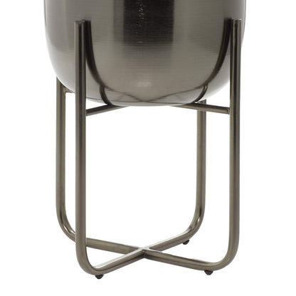 Deco 79 Metal Round Planter with Removable Stand, Set of 2 16", 13"H, Black