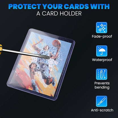 600 Card Sleeves Top Loaders for Cards, 3" x 4" Hard Plastic Toploaders, Baseball Card Protectors, Trading Card Holder for Football Sports Cards (300 Toploaders + 300 Penny Sleeves)