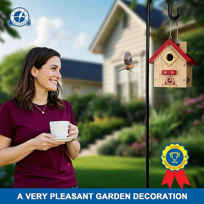 SISTERBIRD Wren Bird House, Premium Wooden Bird Houses for Outside, Classic Cabin Design Birdhouses for Outdoors, Hanging Bird House, Red-Breasted Nuthatch Wren Chickadee