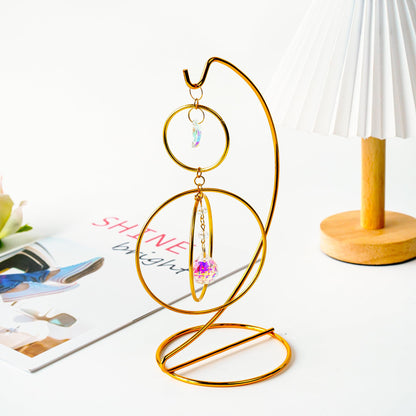 H&D HYALINE & DORA 3 Pack 9" H Ornament Display Stand Iron Hanging Stand Ornament Hanger Holder Decor Display Holder Hook for Glass Globe Air Plant Terrarium Table Decor(Gold)