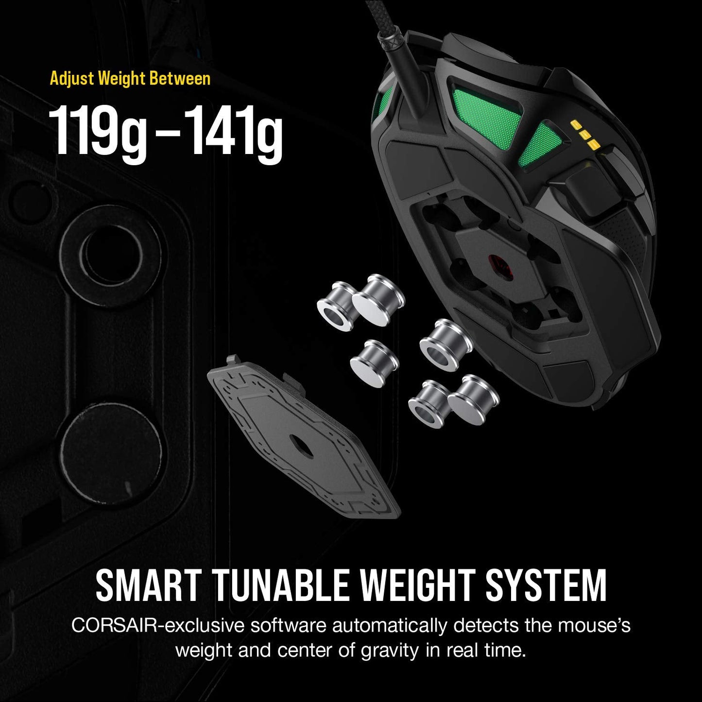 Corsair NIGHTSWORD RGB Gaming Mouse for FPS, MOBA - 18,000 DPI - 10 Programmable Buttons - Weight System - iCUE Compatible - Black
