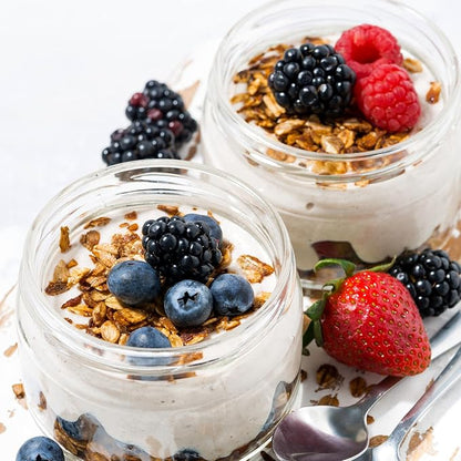 SHOWIN Overnight Oats Containers with Lids, 10oz Glass Jars with Lids 4 pcs, Apricot, Wide Mouth Mason jars for Salad, Yogurt, Snacks, Meal Prep