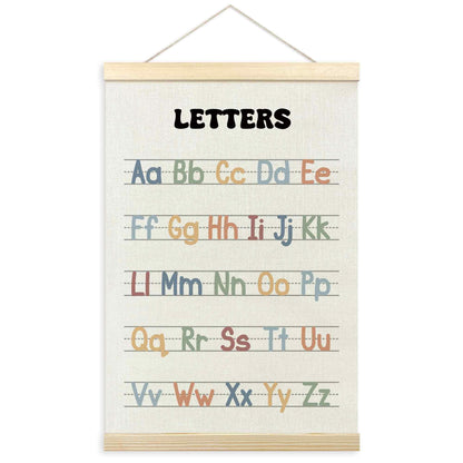 TLESKE Boho Classroom Alphabet ABC Chart Poster Hanger Frame, Homeschool Hanging Wall Art Decor for Toddler Kids Room Nursery Playroom, Preschool Prek Learning Educational Poster Print Banner, 16x24