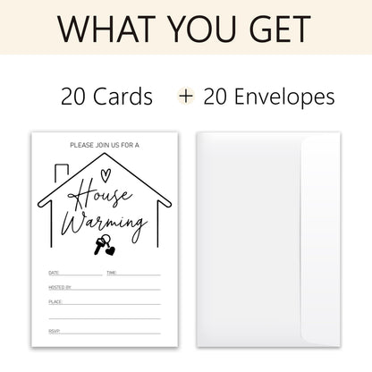 XZMBQ Housewarming Party Invitations - 20 Invitation Cards 4”x6” with 20 Envelopes - Invitations for Housewarming Party Invites.(134)