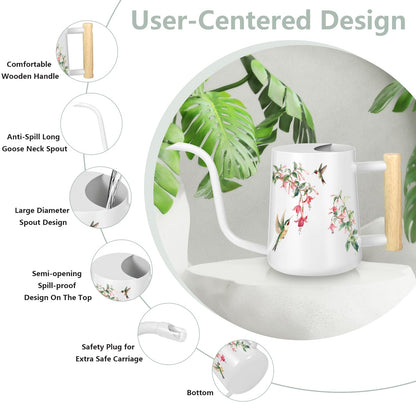 Watering Can Indoor Plants, 35oz Small Stainless Steel Metal Watering Can Modern Decorative Watering Pot with Long Spout for Indoor House Plant Bonsai Garden Flowers (White 1)