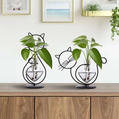 Plant Terrarium Plants Propagation Station Cat Lover Gifts for Women Home Office Decor Cat Desk Accessories