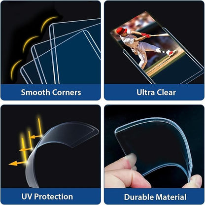 1000 Hard Plastic Card Sleeves, Premium Baseball Card Protectors, 3"x 4" Trading Cards Sleeves, Sports Game Cards Holder Top Cases (500 Hard Sleeve + 500 Soft Sleeve)