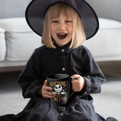 Pycat Jack Ceramic Black Coffee Mug Gifts, Nightmare Before Coffee Tea Cup with Handle, Halloween Christmas Holiday Gifts for Friends Women Men Novelty Funny Drink Mugs 13 oz