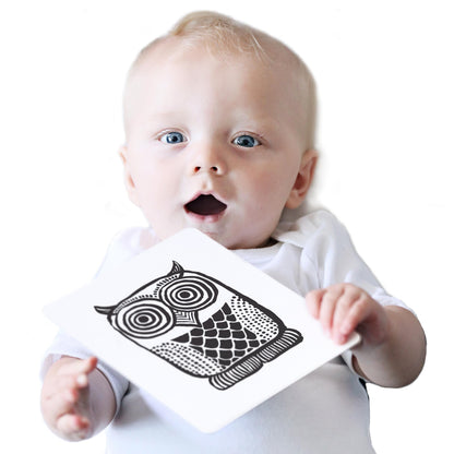 Wee Gallery Art Cards for Baby, Durable High Contrast Black and White Animal Flashcards for Newborns, Brain Development, Sensory Toys, Tummy Time Essentials for Infant and Toddler - Original Animals