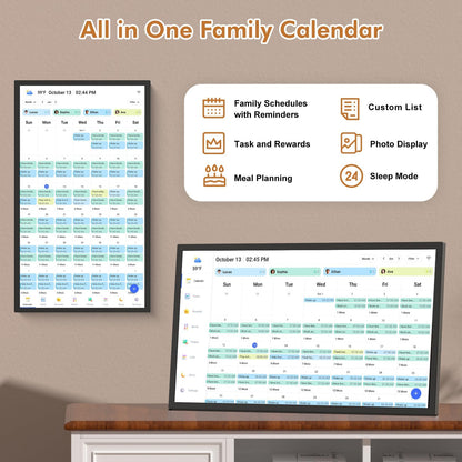 27-inch Wall Planner Digital Calendar-Chore-Chart - Full HD Interactive Touchscreen, Electronic Calendar, Task Rewards System, No Subscription, Sync Online Cal Via App, Wall Mountable, Gift for Dad
