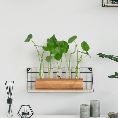 YIBOT Propagation Stations, Plant Terrarium with Wooden Stand, 5 Glass Test Tubes Vases, Birthday Gardening Gifts for Women Mom Plant Lovers, Home Office Desk Decor