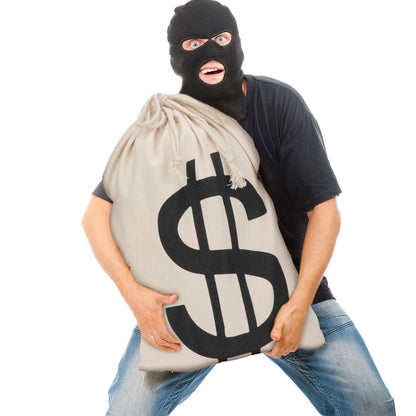 Boao 19.7 x 15.8 Inch Extra Large Money Bags Prop Money Dollar Sign Drawstring Canvas Bag with Dollar Symbol for Toy Favor Cosplay Themed Party