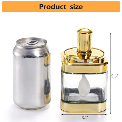 Mezchi 2 Pack Glass Condiment Pot, 12 Ounce Gold Spice Jars with Spoon, Seasoning Box Set Salt Container, Sugar Dispense, Kitchen Containers for Flour and Sugar