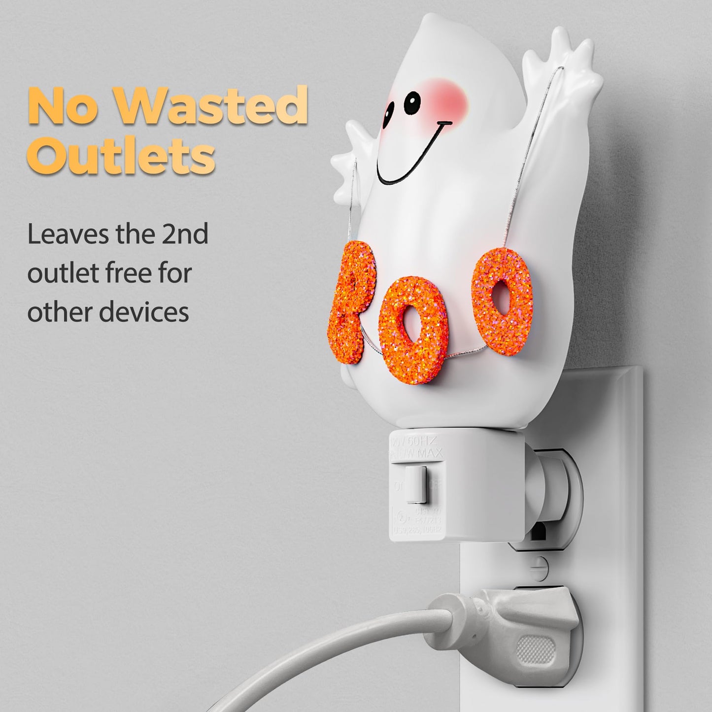 DORESshop Halloween Night Light Plug in, Ghost Night Lights Plug into Wall, Plug in Nightlight with 360° Rotatable, Cute & Funny Halloween Party Decorative for Adults,Kids,Gift, Pocky Decor,1 Pack