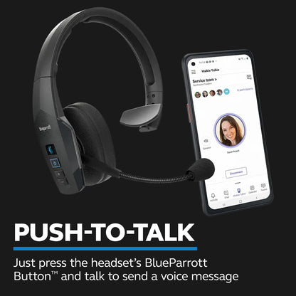 BlueParrott B450-XT Mono Bluetooth Wireless Headphones 96% Noise Canceling Over Head Trucker Headset with Mic, All Day Comfort Padded Headband, 300 ft. Wireless Range, 24 hrs. Talk Time, Black