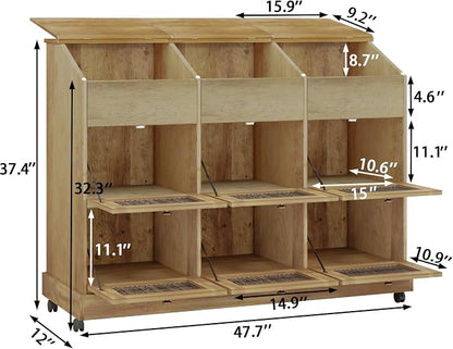 Large Potato Storage Bin, Wooden Bread Bins with Wheel, Onion Storage Bin, Storage Box for Kitchen Pantry, Brown