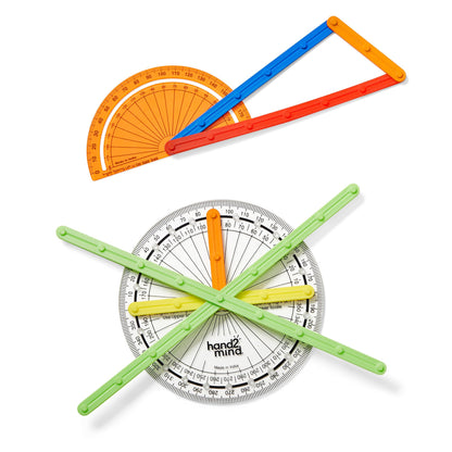 hand2mind AngLegs Starter Set with 2 Protractors, Geometry Manipulatives, Geometric Shapes for Classroom, Montessori Math Materials, Math Teaching Tools, 4th Grade Math Manipulatives for Kids
