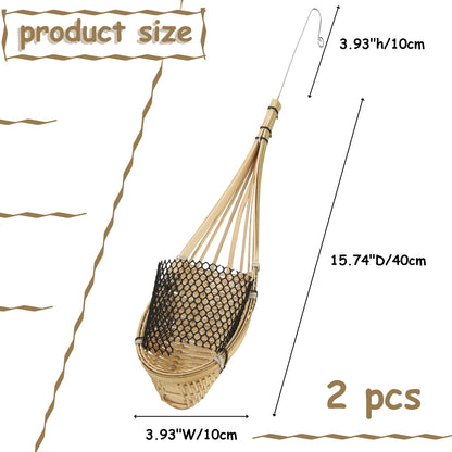 Yookeer 2 Pack Hanging Orchid Planter 4 Inch Thai Bamboo Hanging Orchid Basket with Metal Hook Decorative Bird Nest Style Plant Hangers for Trellis & Gazebo Indoor Outdoor Patio Garden Flower Planter