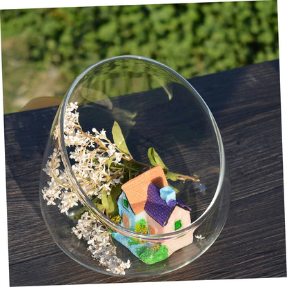 Toyvian Succulent Vase 3pcs Slant Cut Glass Ecological Bottles for Desktop Terrarium Plant Decoration