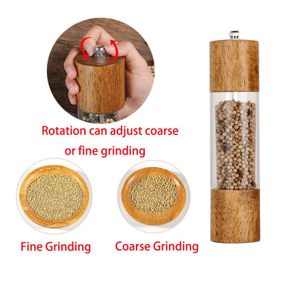 （Pack of 2）Salt and Pepper Grinder Set,Wooden Salt and Pepper Shakers,Adjustable Pepper Grinder and Salt Grinder for Coarse and Fine Grinding,Pepper Mill Grinder-8 Inches (8 Inches)