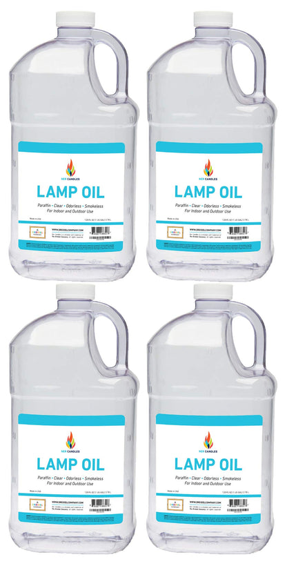 The Dreidel Company Liquid Paraffin Lamp Oil - Smokeless, Odorless Fuel - 1 Gallon - Clear - 4-Pack