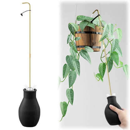 Squeeze Bottle for Hanging Plants, 19" Long Spout Plant Watering Bottle, Easy Squeeze Indoor/Outdoor Watering Can Alternative, Precise Sprinkling for Hanging Baskets, Houseplants(Black,8 oz,1 Pack)