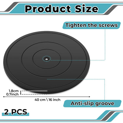 Beeveer 2 Pack 16 Inch Lazy Susan Turntable, 360 Degree Heavy Duty Rotating Swivel Stand with Steel Ball Bearings, Flat Base for Model Base, Rotating Plants, Crafts Stand, TV, Monitors