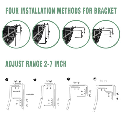 6 Pack 24 Inch Window Boxes Planter for Outdoor Plants Deck Railing Planters Box with Adjustable Brackets for Porch Fence Balcony Hanging Flower Baskets with Non-Woven Fabric Liner for Garden Decor
