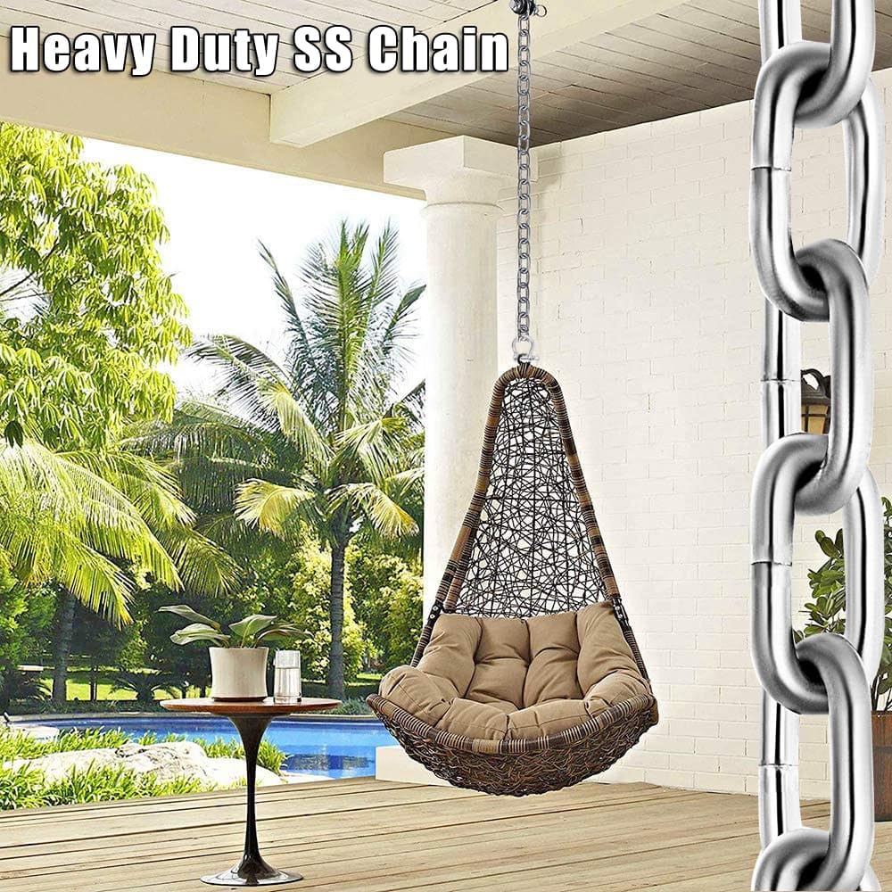 Stainless Steel Chain, Lsqurel 5/16inch Heavy Duty Chain Link Chain 6.5ft Safety Chain Utility Chain Metal Chain for Indoor and Outdoor (5/16in-6.5ft)