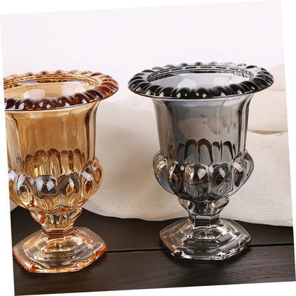1Pc Roman Vase Glass Flower Vessel Desktop Decor Country Plant vase Rural Flower Planter Glass Planter Crystal urn Terrarium airhorn Embossment Bud Cylinder Office
