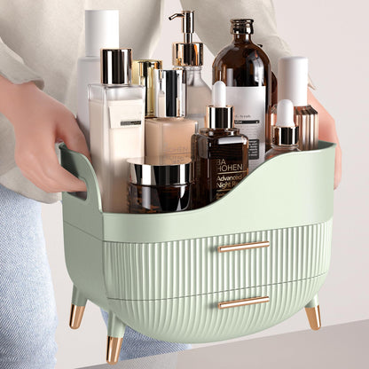 Pajiriona Makeup Organizer with Drawers, Green Skincare Organizer for Vanity, Storage Box with Handle, Large Cosmetic Display Case for Dresser, Bathroom Countertop