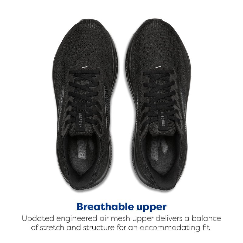 Brooks Men’s Ghost 17 Neutral Running Shoe - Black/Black/Ebony - 7 X-Wide