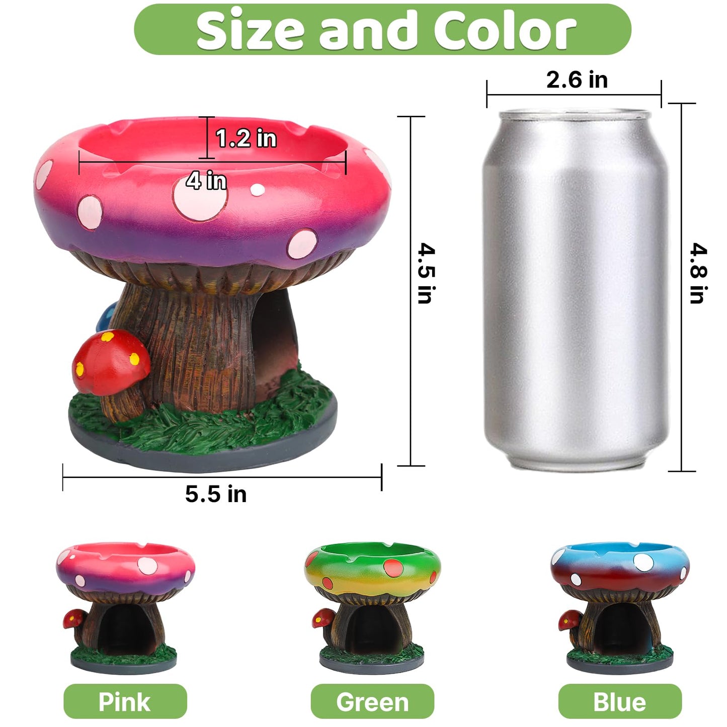 BESUPERT Premium Mushroom Decor Statue Jewelry Tray Candy Dish, Cute Fun Aesthetic Decorative Ornament for Home Bedroom Living Room Office Table Use, Unique Christmas Birthday Gift (Large Pink)