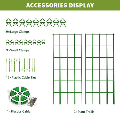 UrGROWA Cucumber Trellis 2 Pack, Foldable A-Frame Garden Trellis for Raised Bed Garden Grow Support with Plant Support Clips, Twist Ties, Plastic Ties, for Cucumber,Tomato, Climbing Plants and Flowers