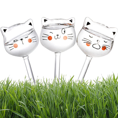 SOUJOY 6 Pieces Self Watering Bulb, Glass Plant Watering Globes, Hand Blown Cat Shape Automatic Watering Spike Device for Indoor and Outdoor Plants