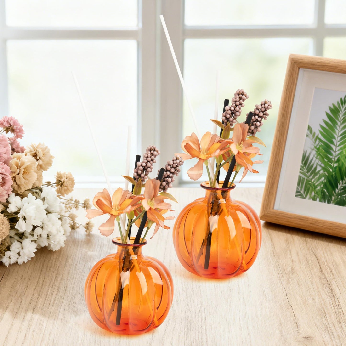 XXXFLOWER Plant Terrarium Propagation Stations Unique Gifts for Women Plant Lovers 3Pcs Pumpkin-Shaped Glass Vase for Tabletop Home Office Garden Decor (Plants NOT Included)