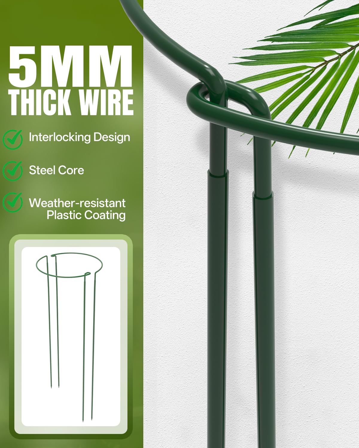 Joyhalo 12 Pack Peony Cages and Supports, 32 Inch Adjustable Plant Stakes for Outdoor Plants, Plant Support Stakes, Peony Cage with 15 Pcs Twist Ties, Flower Stakes Peonies Support Cages for Plants