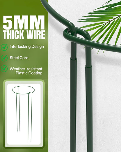 Joyhalo 12 Pack Peony Cages and Supports, 32 Inch Adjustable Plant Stakes for Outdoor Plants, Plant Support Stakes, Peony Cage with 15 Pcs Twist Ties, Flower Stakes Peonies Support Cages for Plants
