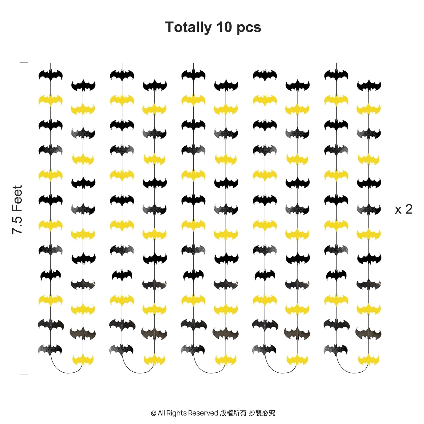 Cheerland Bat Birthday Decorations Black and Yellow Super Hero Birthday Party Supplies Bat Themed Streamers Photo Backdrop Hanging Paper Comic Book Superhero Garland Kids Party Supplies Decor 10 Pcs