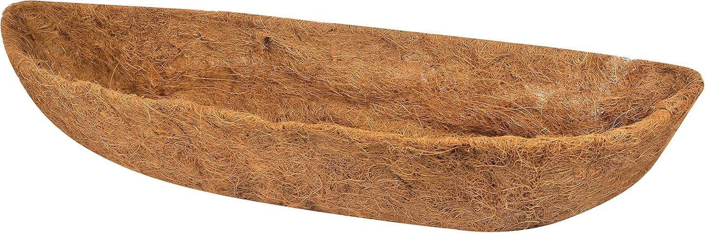 RAYRONGLY Pack of 1 PCS 55 Inch Trough Coco Fiber Replacement Liner, Pre-Formed Window Basket Coco Liner, Natural Coconut Coir Planter for Wall Hanging Basket, Window Box, Flower Pot, Fence, Railing
