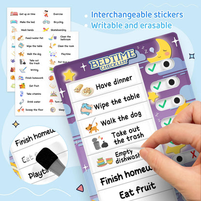 Chore Chart for Kids: Dry Erase to Do List, Morning/Bedtime Routine Chart, Magnetic Checklist, Toddler Visual Schedule, Daily Behavior Chart for Fridge (4 Pack)