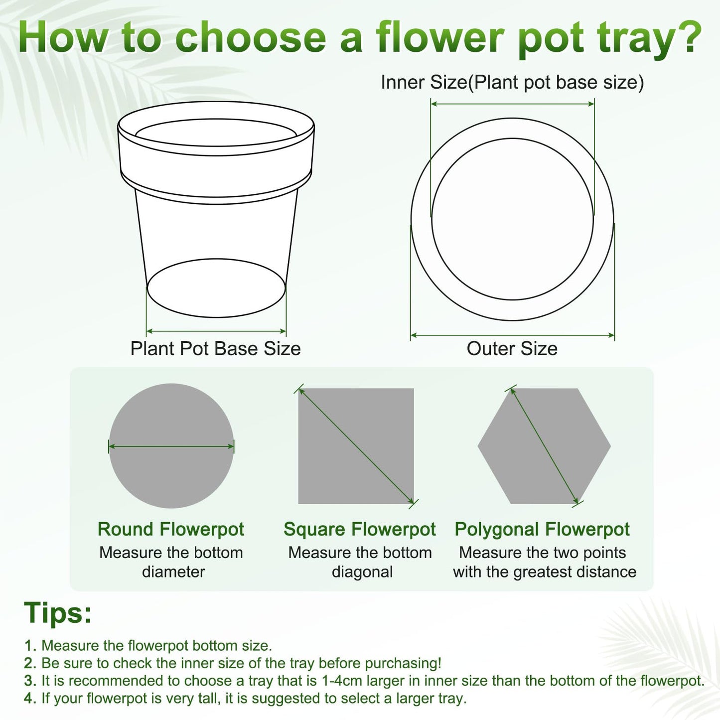 M METERXITY 4-Pack Plant Saucer, 6.9 Inch/17.5 cm Plastic Plant Trays Thicker for Pots/Indoor/Outdoor/Water Drainage and Protection, Flowerpot Drip Tray [White]