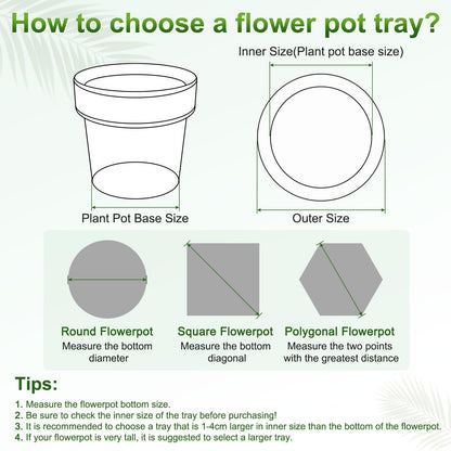 M METERXITY 4-Pack Plant Saucer, 6.9 Inch/17.5 cm Plastic Plant Trays Thicker for Pots/Indoor/Outdoor/Water Drainage and Protection, Flowerpot Drip Tray [White]