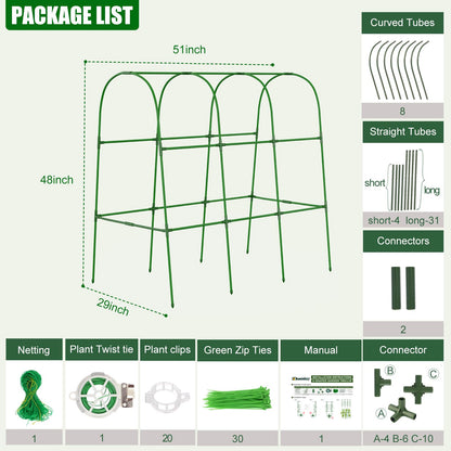 Amoskey Cucumber Trellis for Raised Beds, Cucumber Trellis for Climbing Plants Outdoor, with Garden Netting and Plant Clip, Metal Arch Garden Trellis Ideal for Cucumbers, Tomatoes, and Flowers