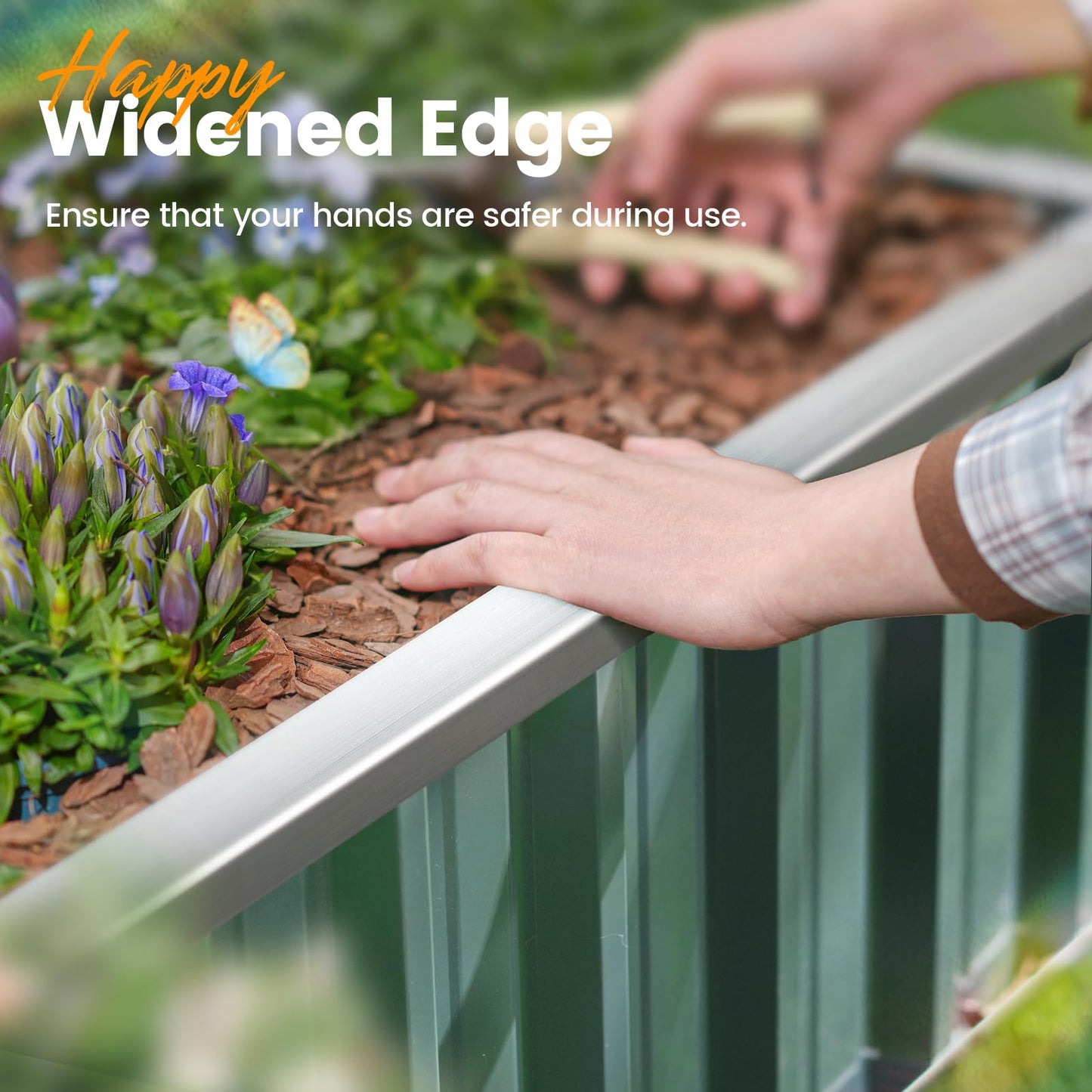 KING BIRD Raised Garden Bed 68"x 36"x 12" Galvanized Steel Metal Outdoor Garden Planter Box Kit with 2 Pairs of Gloves (Green)