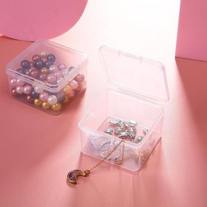 Jetec 60 Pieces Mini Plastic Clear Beads Storage Containers Box for Collecting Small Items, Beads, Jewelry, Business Cards, Game Pieces, Crafts (2.5 x 2.5 x 1.6 Inch)