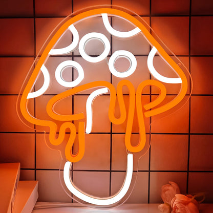 Ajoyferris Mushroom Neon Sign Dimmable Neon Light Sign Mushroom Night Light 3D Light Up Mushrooms Neon Signs for Wall Decor Game Room Bedroom Gift for Kids(Ice Blue)