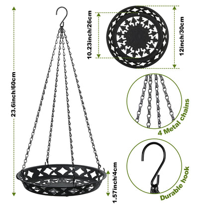 Enhon 2 Pack Plant Hanger, 12 Inch Metal Hanging Planter for Indoor Outdoor Plants, Classy Glossy Black Decorative Hanging Plant Shelf for Window Wall Ceiling Home Decor